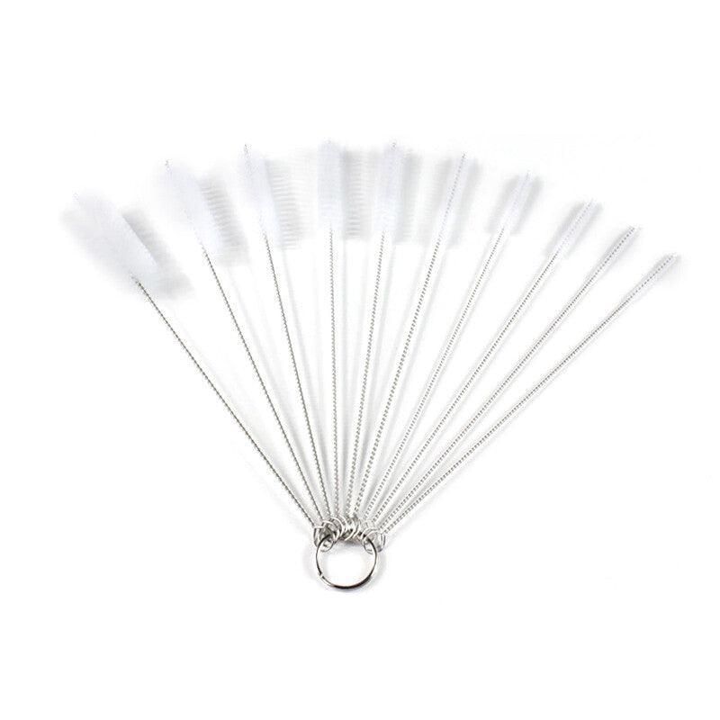 10Pcs Nylon Straw Brush Cleaner Bottle Tube Pipe Small Long Cleaning - Black