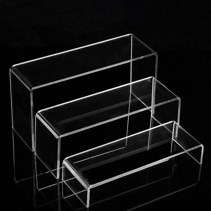 3Pcs Transparent Organiser for Shoes or Cosmetics Clear Acrylic Display Stand Set