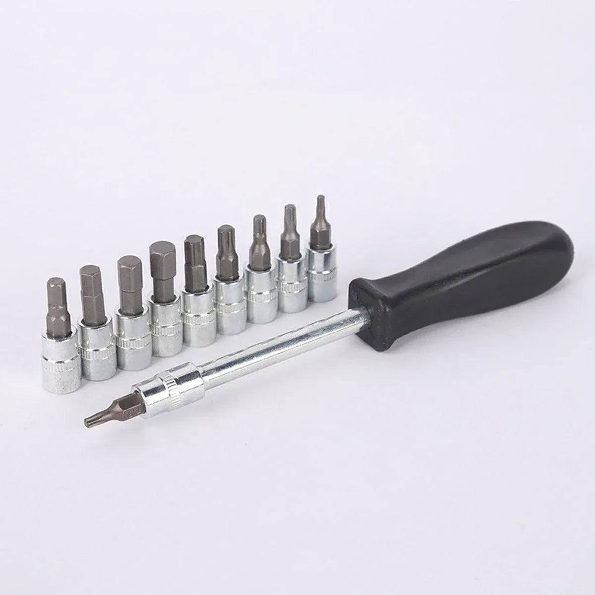 53PCS Metric Deep Socket Set 1/4" Drive Wrench with Flexible Extension Bar Tools