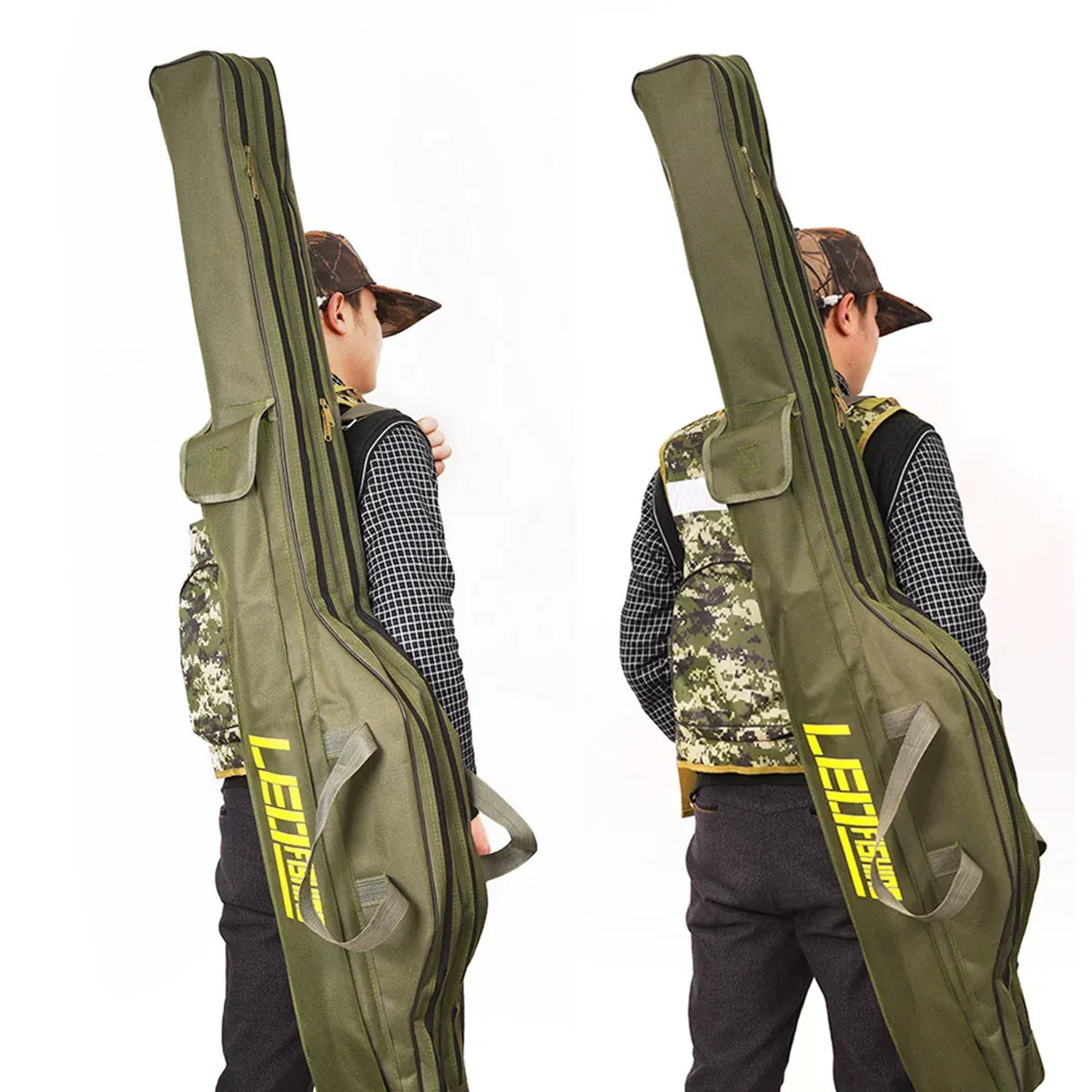 150cm Portable Foldable Fishing Rod Carrier Fish Pole Tools Storage Bag Case - Black