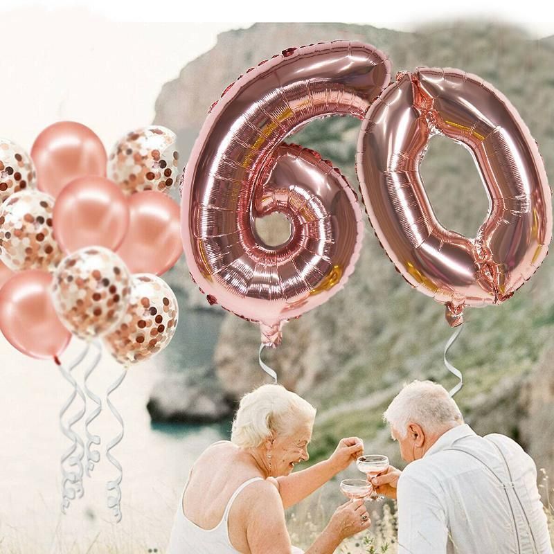 Rose Gold 32 Inch Foil Number Balloon 81cm Birthday Party Wedding Decoration - Rose Gold 6