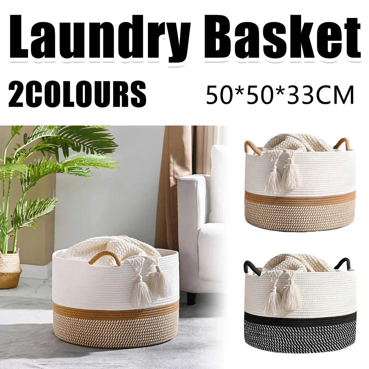 Foldable Large Laundry Hamper Dirty Clothes Basket Space Saving Durable For Home - Black