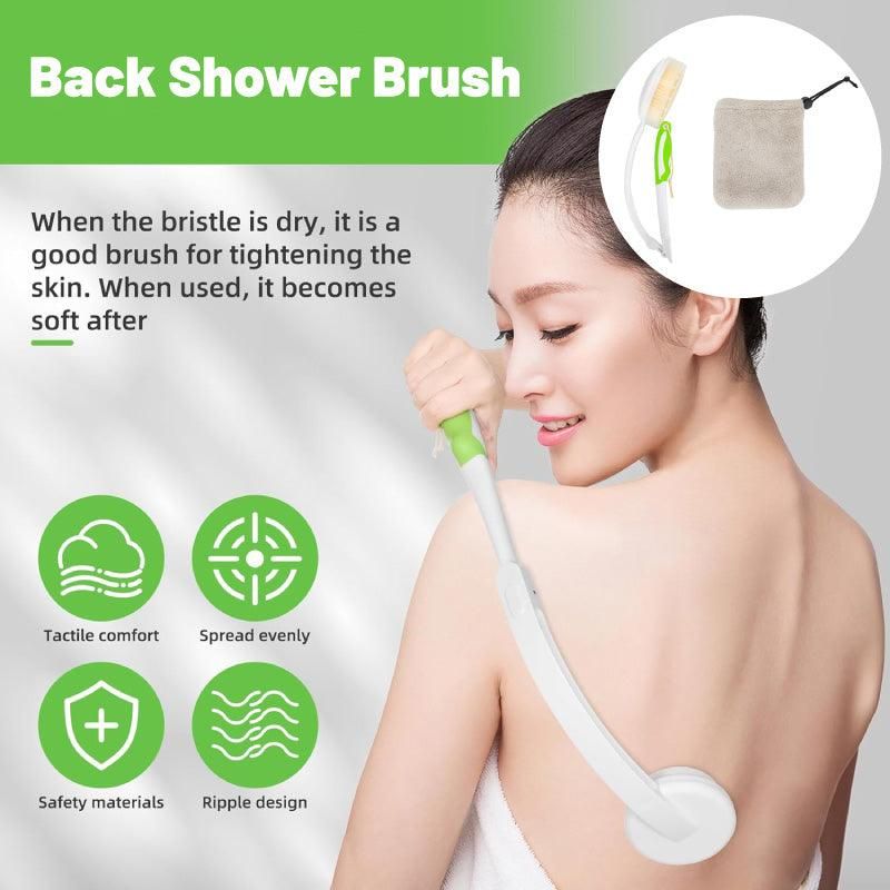 Back Bath Brush with Soft Bristles Curved Handle for Convenient Shower Scrubbing