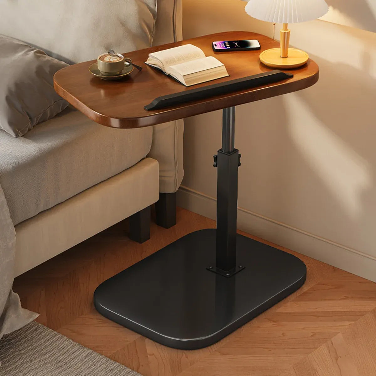 Adjustable Height Coffee Table Nightstand Sturdy Easy to Clean for Home Bedroom