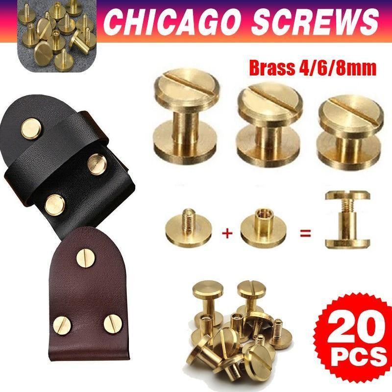20X Belt Screw Leather Craft Chicago Nail Brass Rivets Stud Head Wallet Round - 10*4*4MM