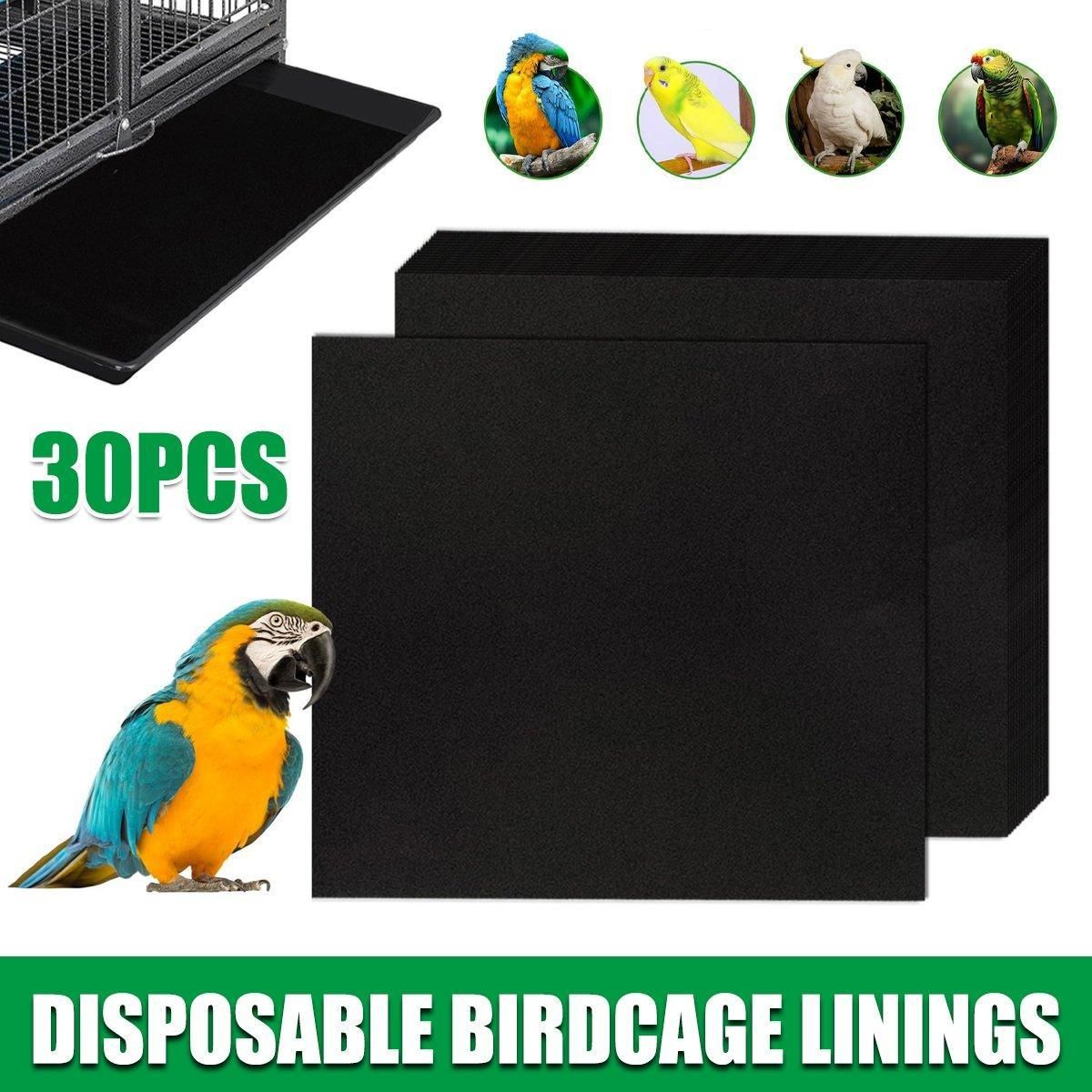 30pcs Disposable Birdcage Liner Pads Pet Cage Liner Bedding for Birds and Parrot