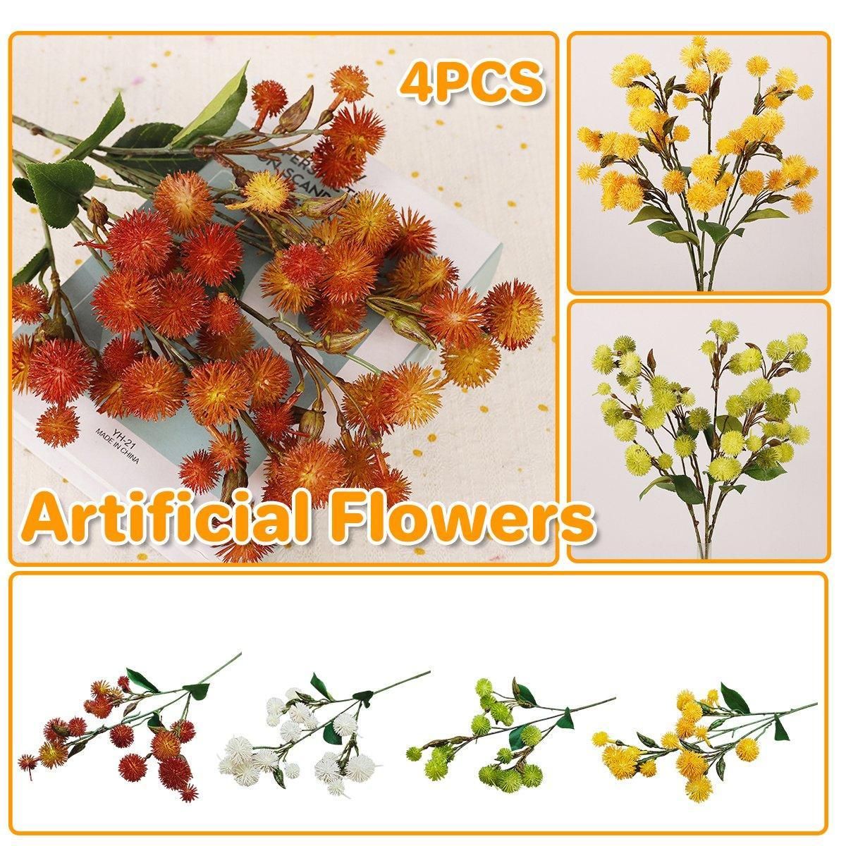 4PCS Artificial Dandelion Small Thorn Flower Bouquet Wedding Decor Ornaments
