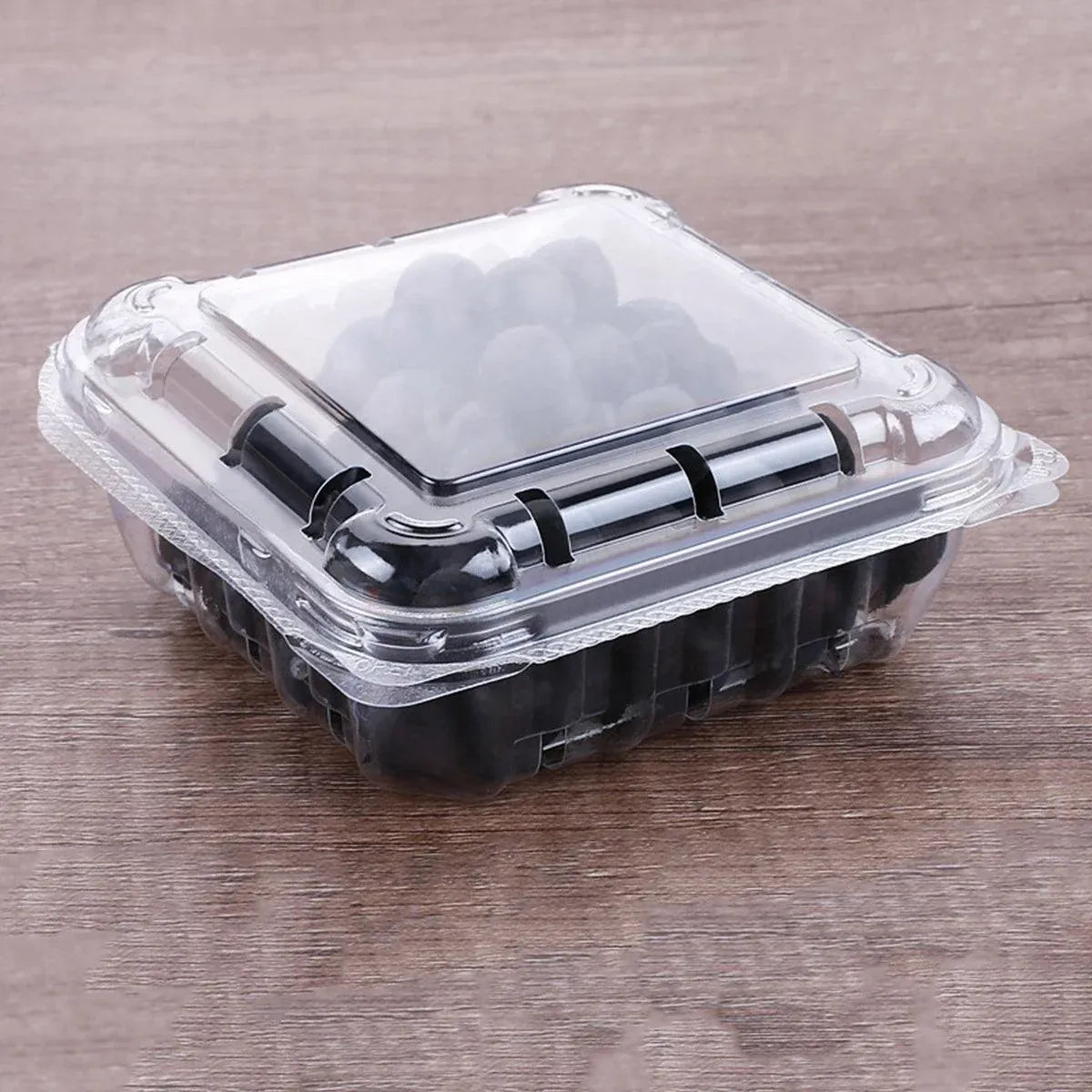 100pcs Transparent Plastic Fruit Box with Tape Cover Storage Packaging for Fruit - 125g