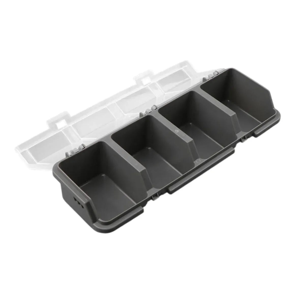 4-Grid Parts Storage Box Plastic Electronic Hardware Accessory Case with Lid - Black