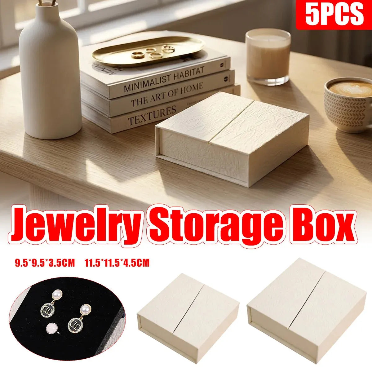 5Pcs Jewelry Gift Box Necklace Earring Ring Packaging For Wedding Party Present - 9.5x9.5x3.5cm