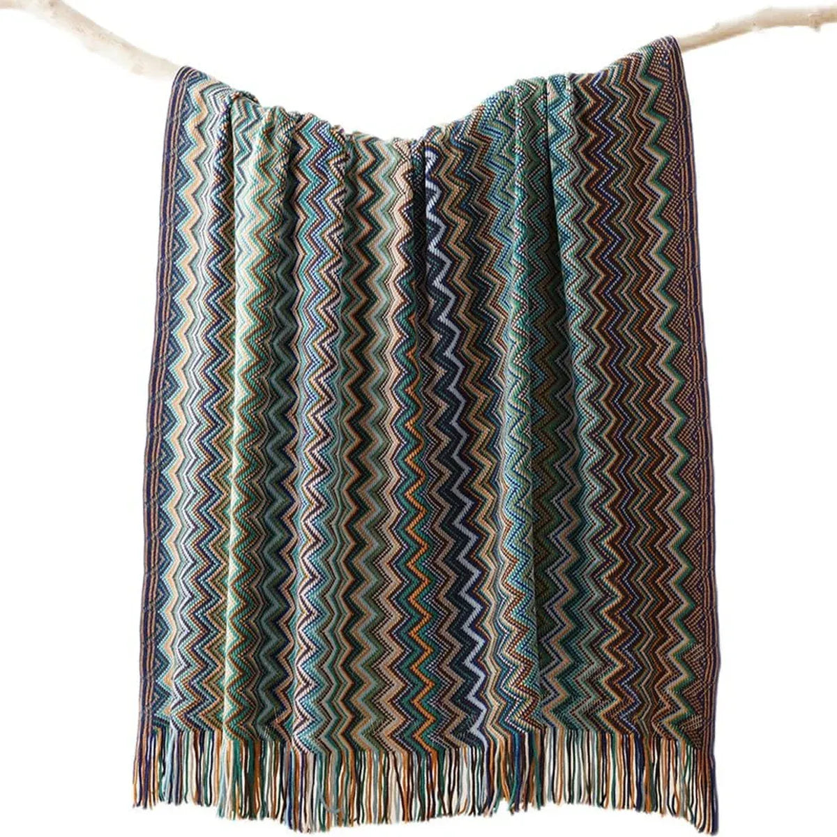 Peacock Blue Houndstooth Bed Runner Decorative Throw for Hotel or Home Bedding - 60x230cm