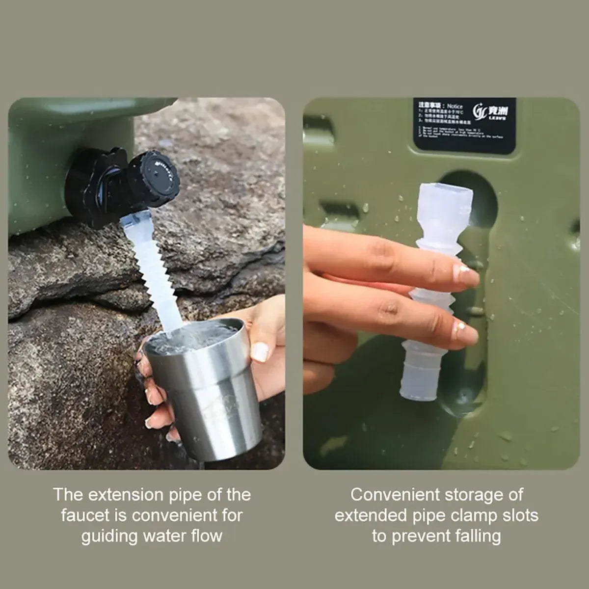 Outdoor Camping Water Storage Bucket with Faucet Portable Square Drinking Tank - 18L