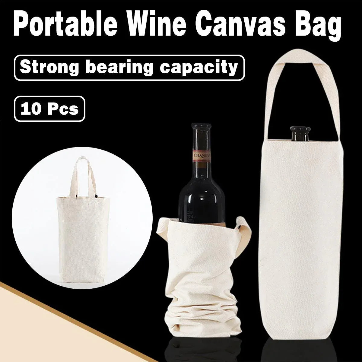 10pcs Portable Wine Bag Canvas Burlap Bottle Packing Holder for Gift Storage - 30x14x8cm