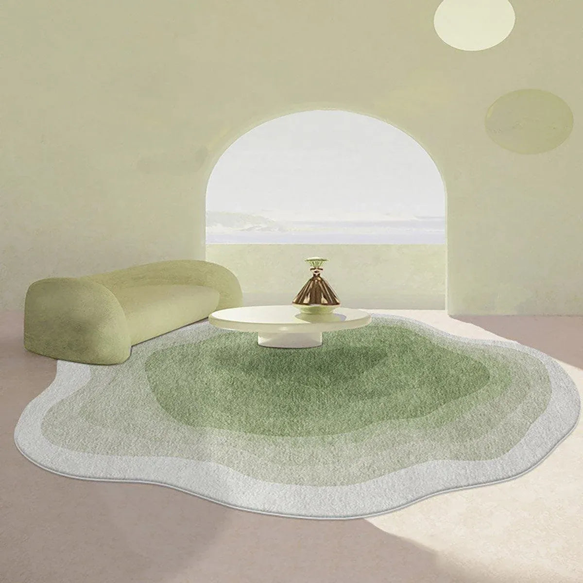 Shaped Cashmere Carpet Living Room Full Blanket Cloakroom Dressing Table - Green