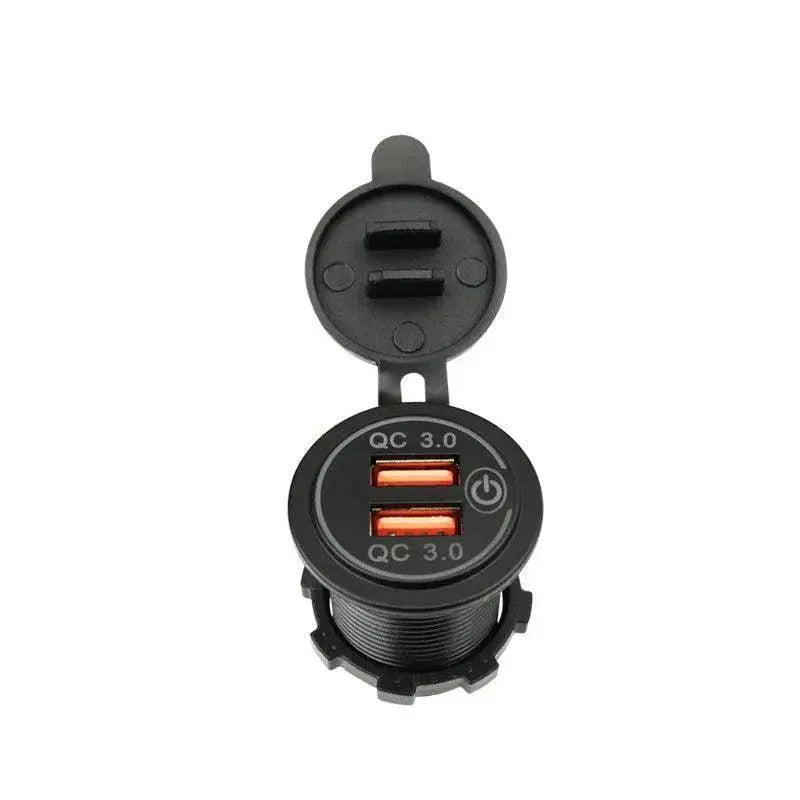 1× Dual USB Car Charger QC 3.0 Quick Charge 12V-24V Power Outlet - Blue