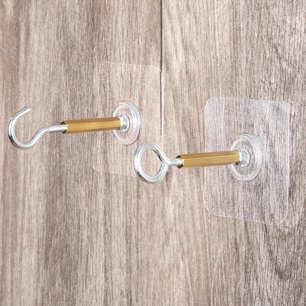 12 PCS Heavy Duty Self Adhesive Hooks Stainless Steel Ceiling Hooks for Home - Closed