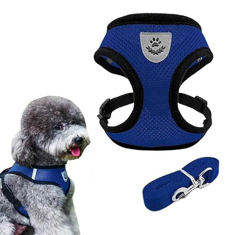 M Size Pet Dog Cat Puppy Soft Leash VEST Mesh Breathe Adjustable Harness Braces Clothes - Blue