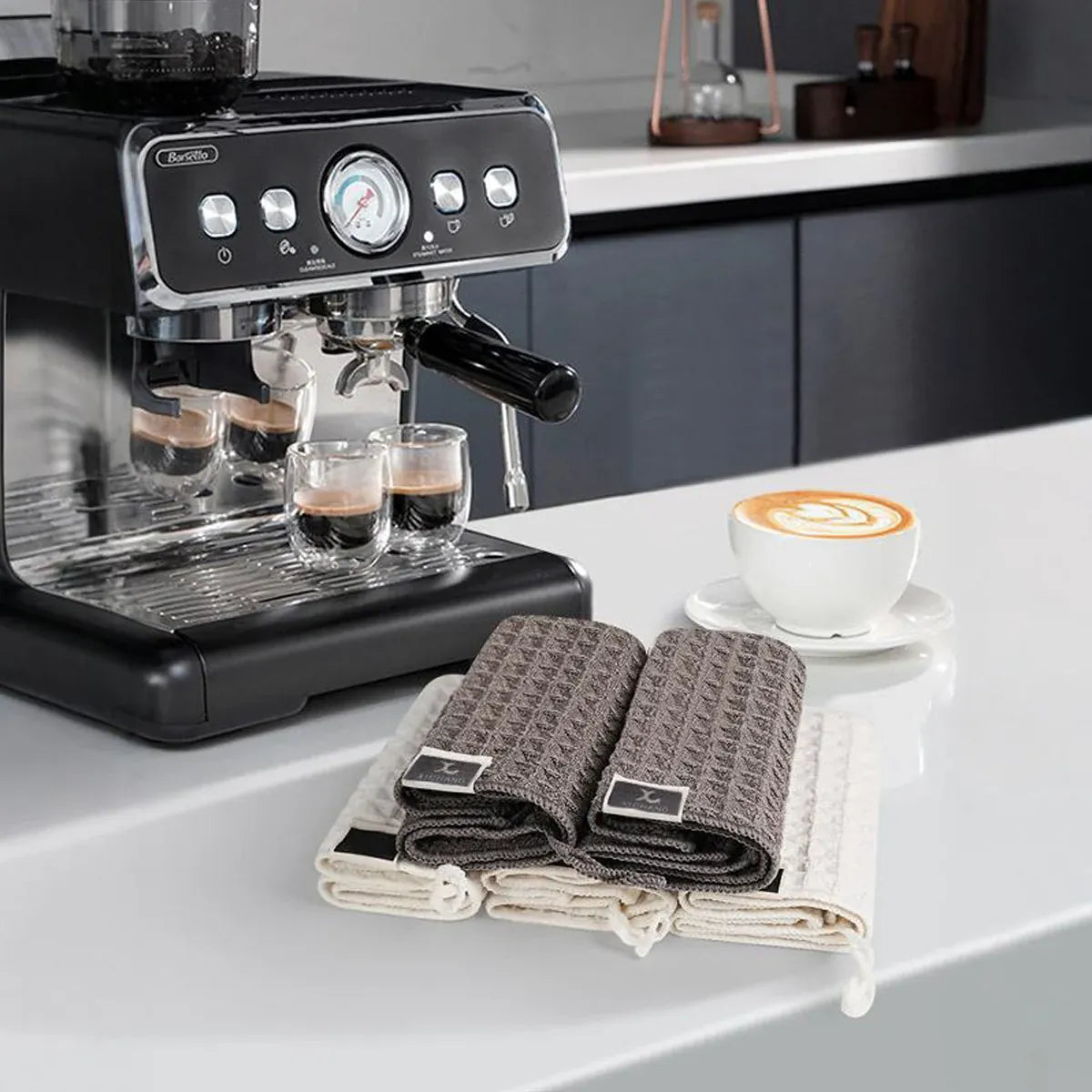 5PCS Waffle Cleaning Cloth Coffee Machine Bar Towel Dish Rag Absorbent - Coffee