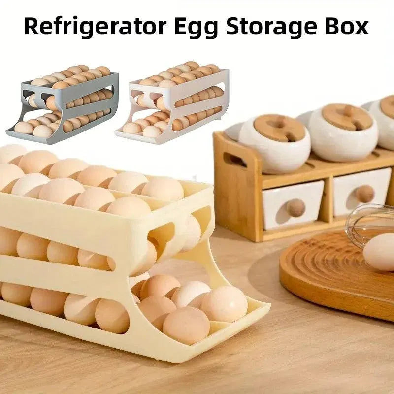 Sliding Egg Carton Refrigerator Storage for Kitchen Egg Holder and Organizer - Yellow