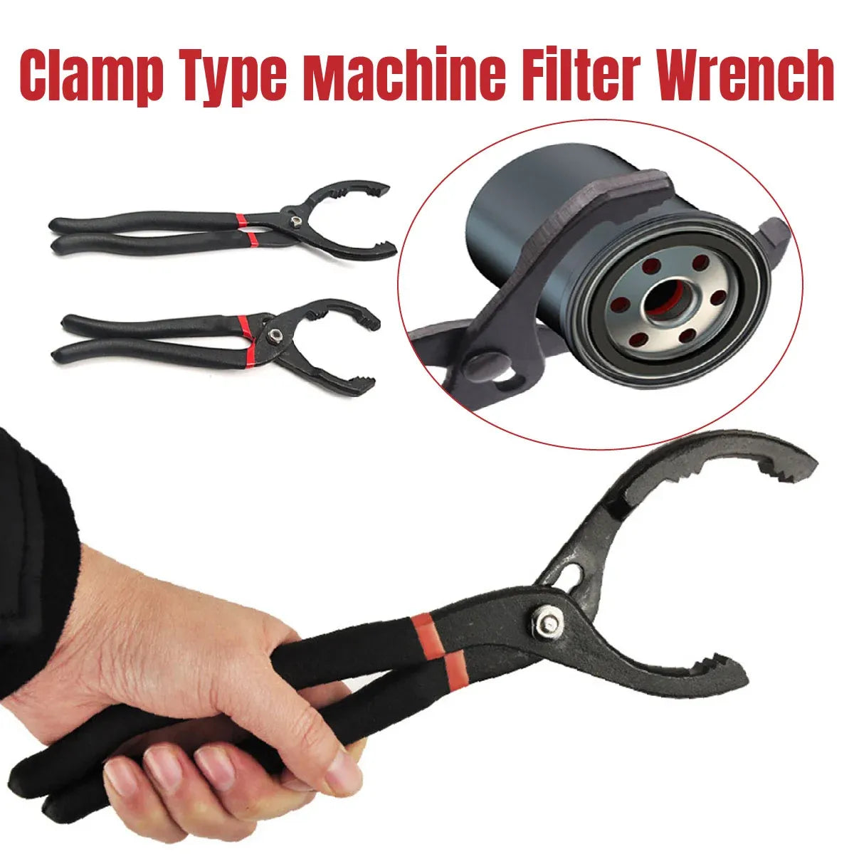Oil Filter Pliers Wrench 10/12 Inch Heavy Duty Spanner Tool for Car Repair - 10inches