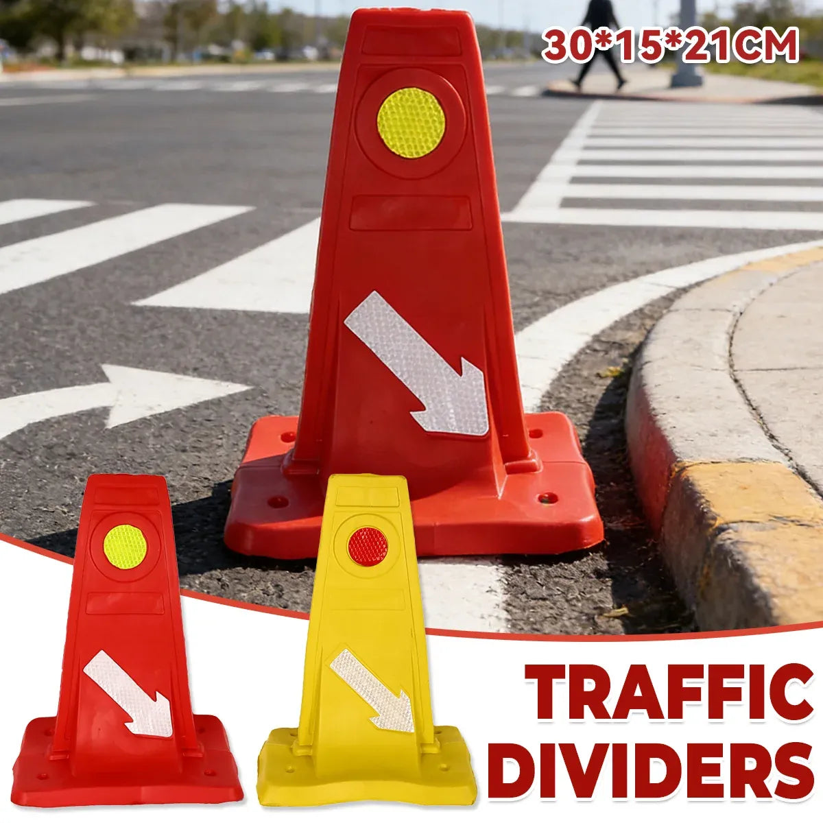 Reflective Traffic Divider Post Lane Separator Direction Arrow Roadwork Durable - Red