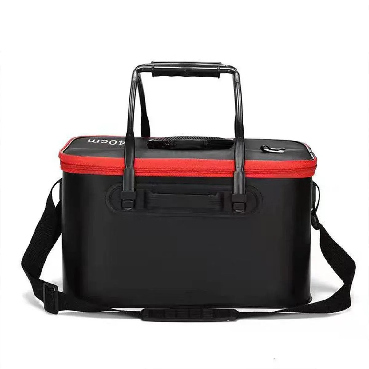 Portable Folding EVA Fishing Bucket Multi Use Live Fish Container with Strap - Orange-45cm