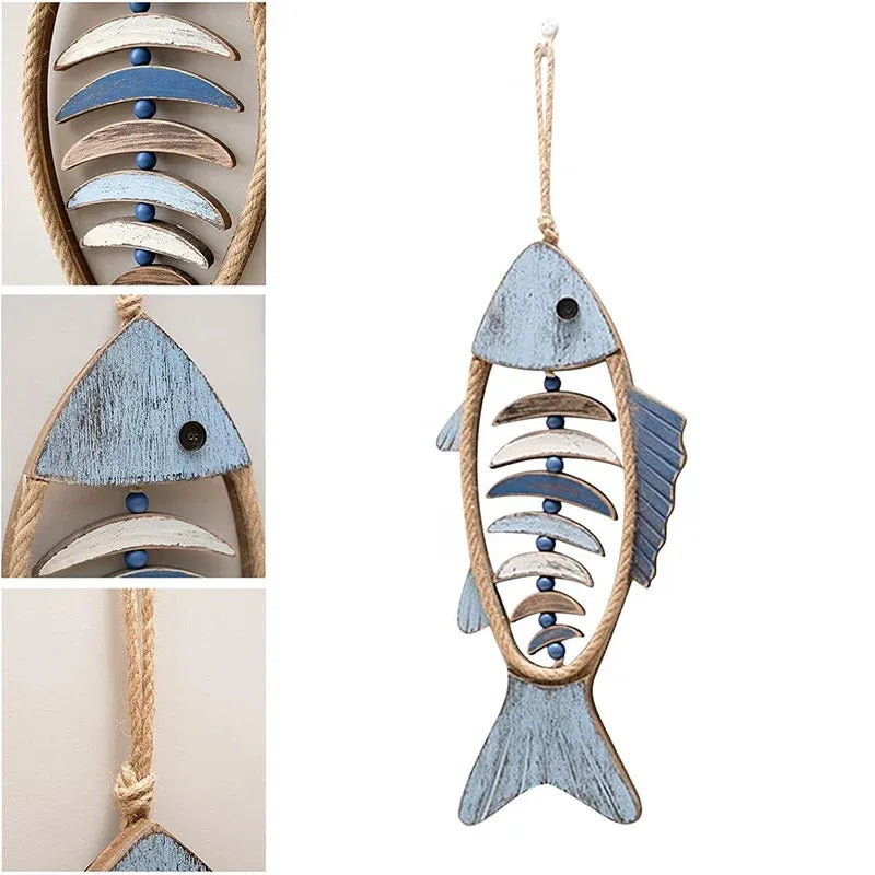 Fish Shaped Wall Hanging Decor Small Nautical Style Home Decoration Art Ornament - Fish head bone