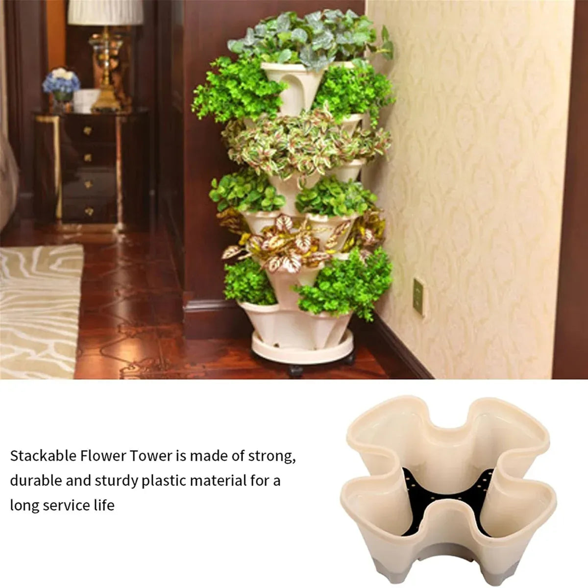 4-Petal 3D Plastic Flower Pot Planter for Indoor Outdoor Plants