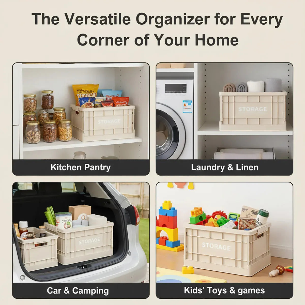 Foldable Large Capacity Household Toy Book Storage Box Space Saving Durable - L