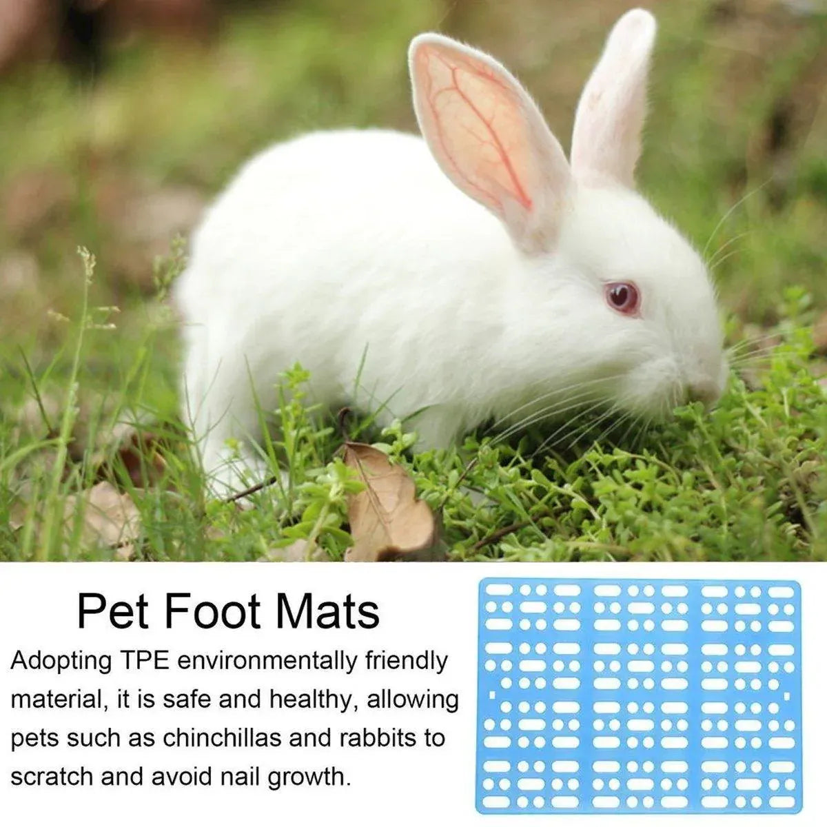 2pcs Rabbit Foot Mat Large Plastic Cage Mat for Guinea Pig Pet Cage Accessories - White