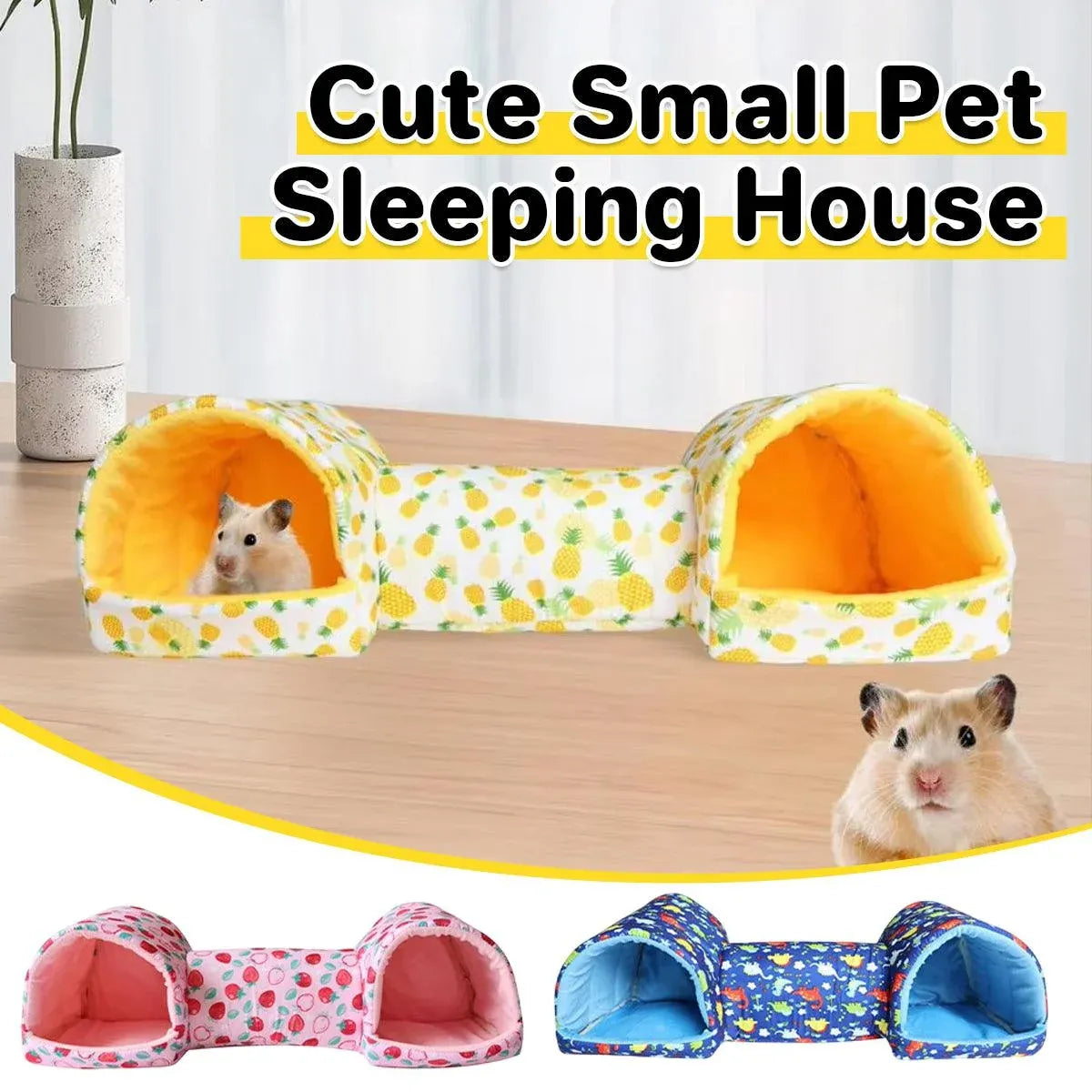 Small Pet Hamster Nest House Cotton Tunnel Comfortable Bedding for Hamsters - Pink