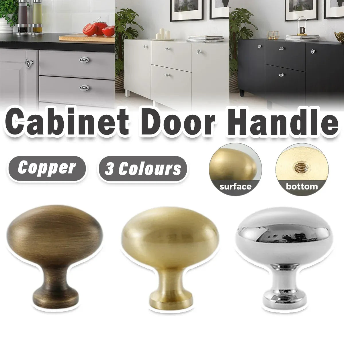Pigeon Egg Cabinet Handle Single Hole French Style Drawer Pull for Door Closet - Silver