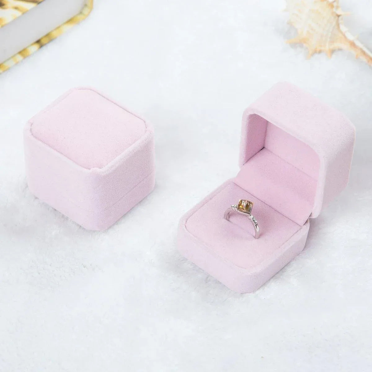 10X Flannel Ring Jewelry Earring Ring Jewelry Boxes Exquisite Gift Organizer - Pink Grey