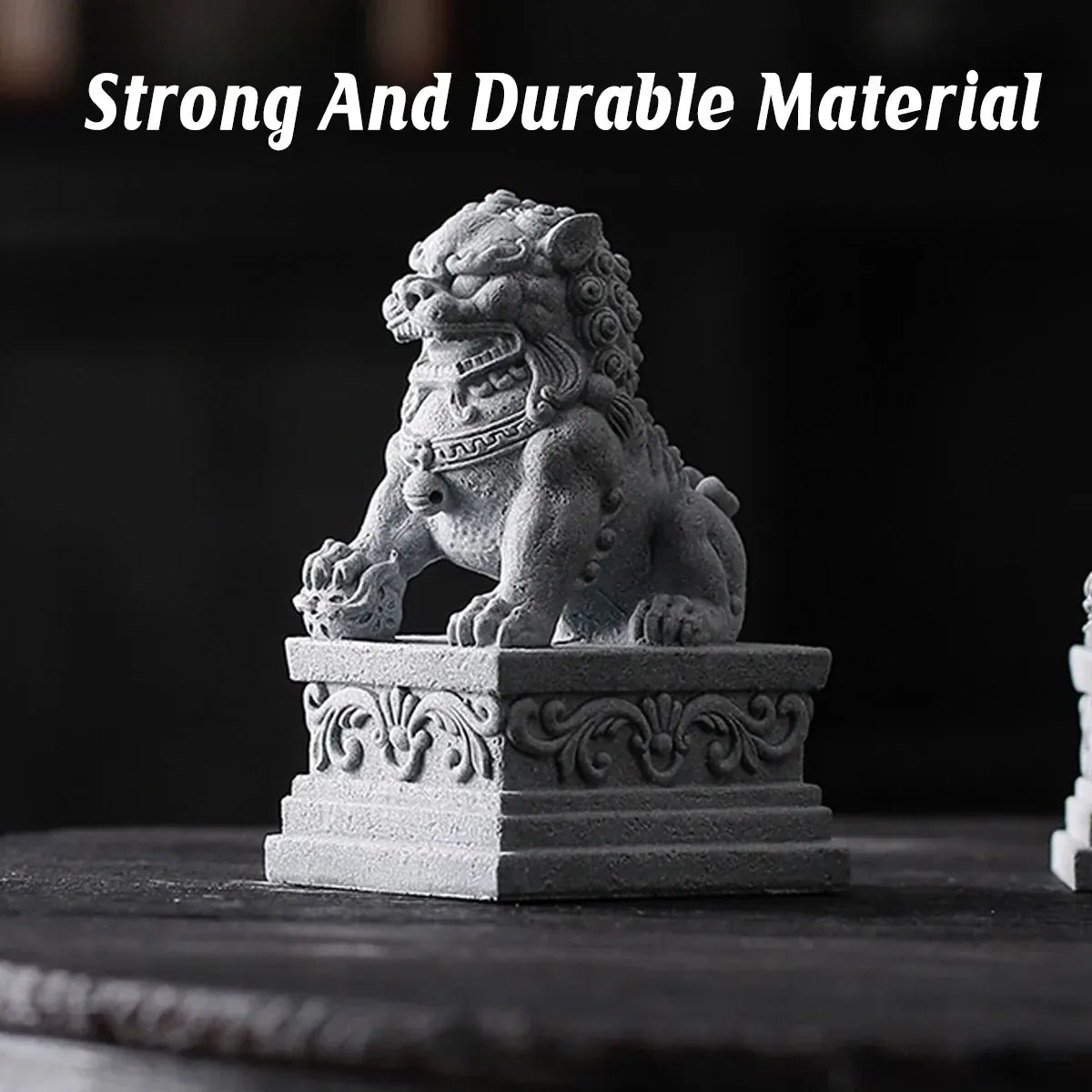 1 Pair Chinese Style Small Stone Lion Decoration Home Desktop Decor Art Craft