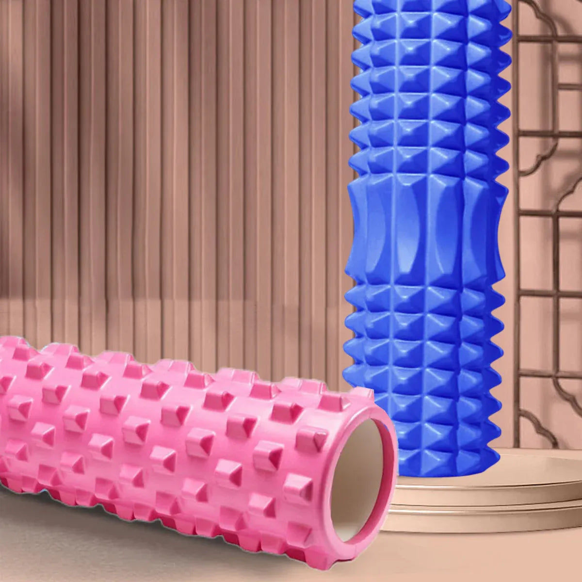 High Density EVA Foam Roller Yoga Massage Stick for Fitness - Crescent Style Blue-33cm
