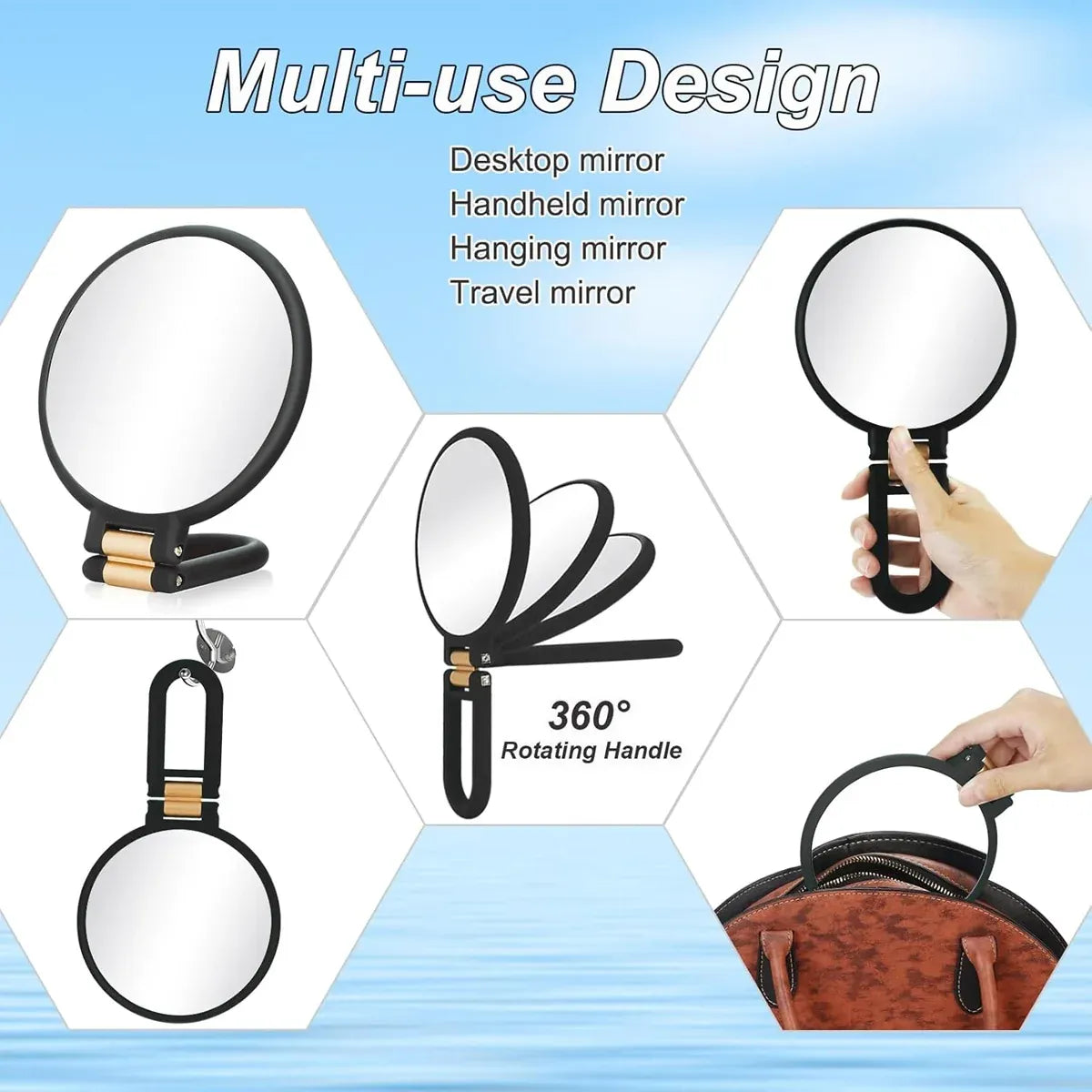 Makeup Mirror Handheld Magnifying Mirror 30X Portable Mirror Compact Travel Tool - White