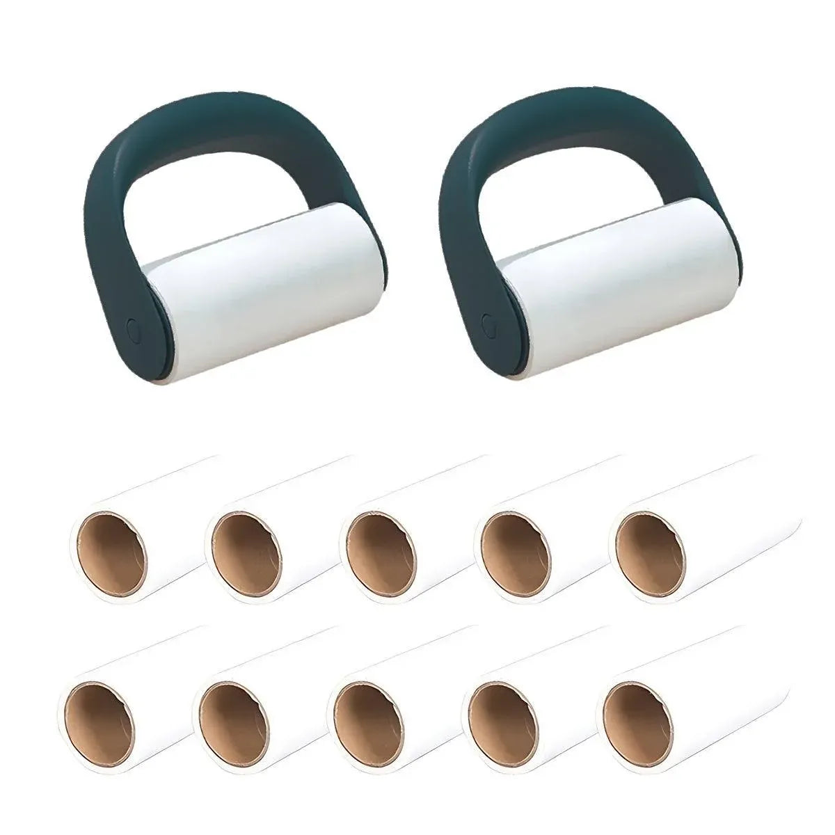 Reusable Washable Lint Roller Sticky Lint Roller Dust Clothes Hair Remover Clean - Orange+Blue+10X Refills Rolls
