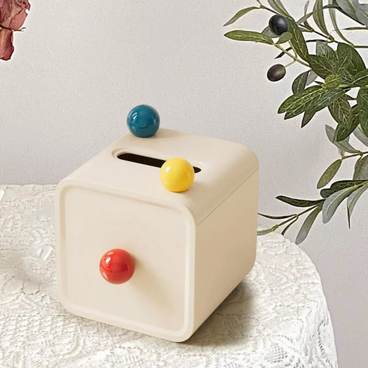 Colourful Ball Square Tissue Box Living Room Coffee Table Roll Holder Case