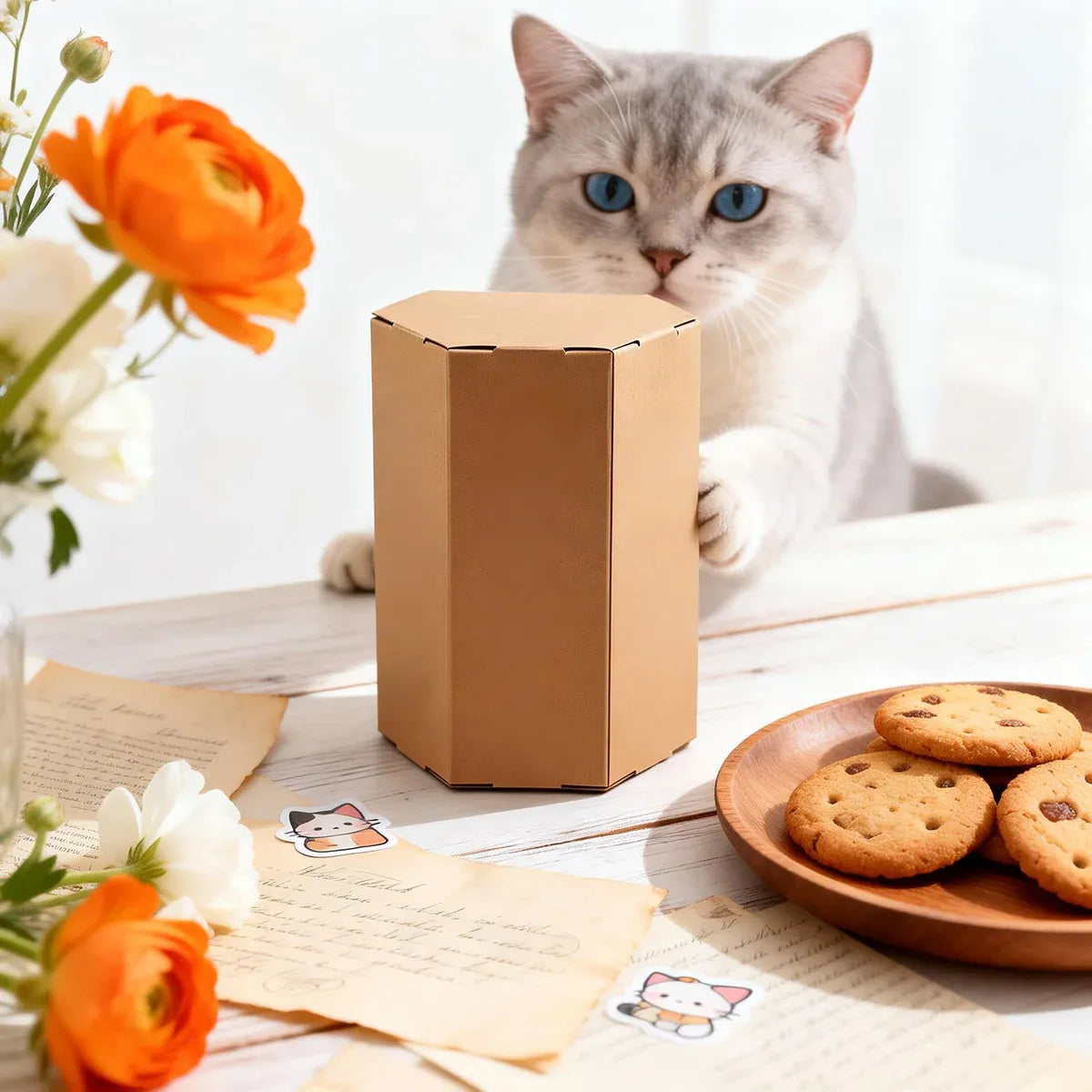 20PCS Kraft Paper Gift Box Hexagon for Party Wedding Candy Packaging
