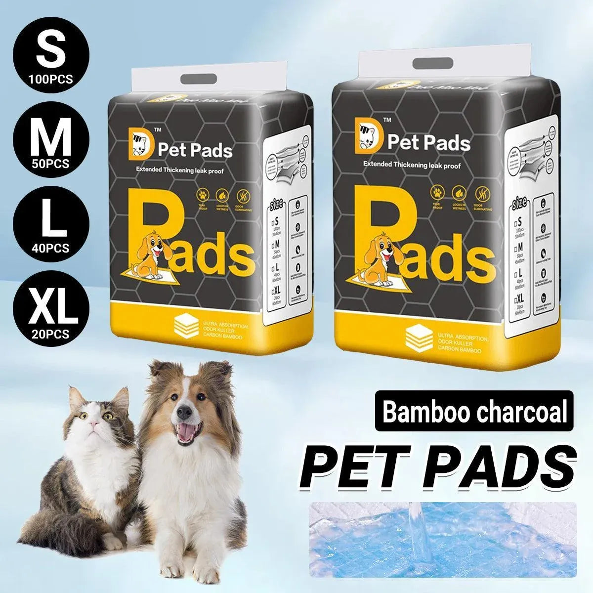 Bamboo Charcoal Deodorant Pet Pads Wholesale for Dogs Cats Fragrant - S-100PCS 33*45cm