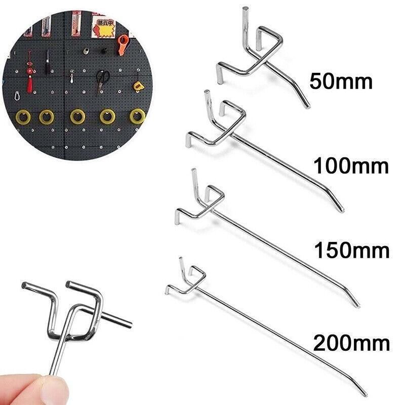 50X Pegboard Hooks Metal Panel Valcano Peg Board Hook Steel 50 100 150 200 Mm - 10CM