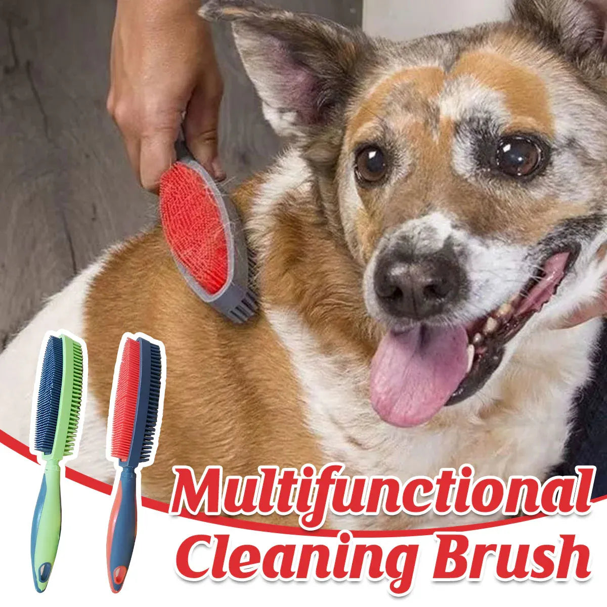 Pet Hair Removal Brush Multi-functional Cleaning Brush For Dog Cat Dust Removal - Red
