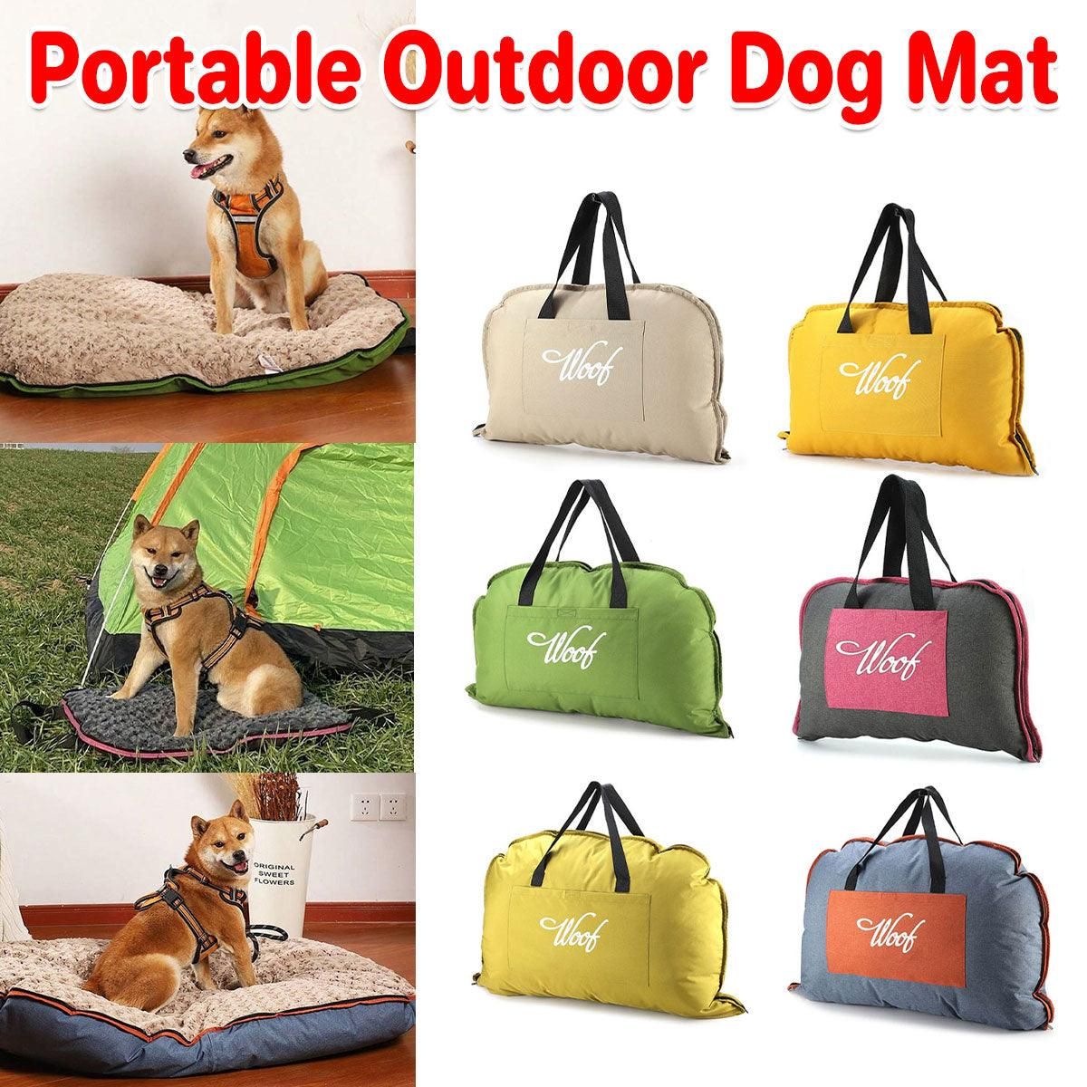 Portable Folding Pet Kennel Zippered Outdoor Dog Bed Travel Mat Waterproof - Blue Orange