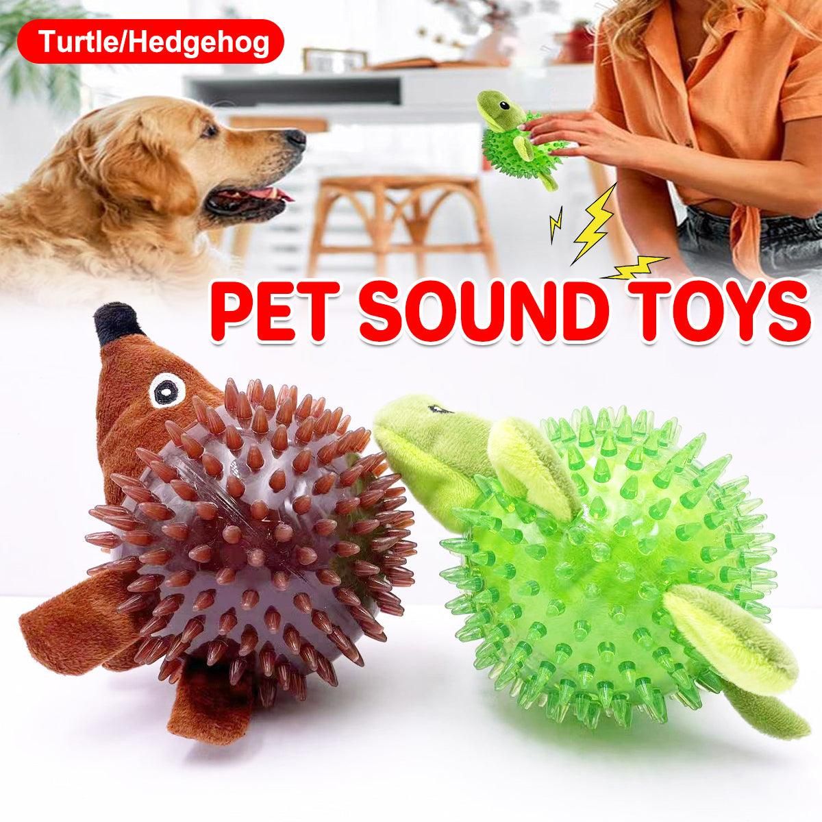 Dog Toy Rubber Spiky Ball Squeaky Chew Sound Interactive Pet Play Training - Hedgehog