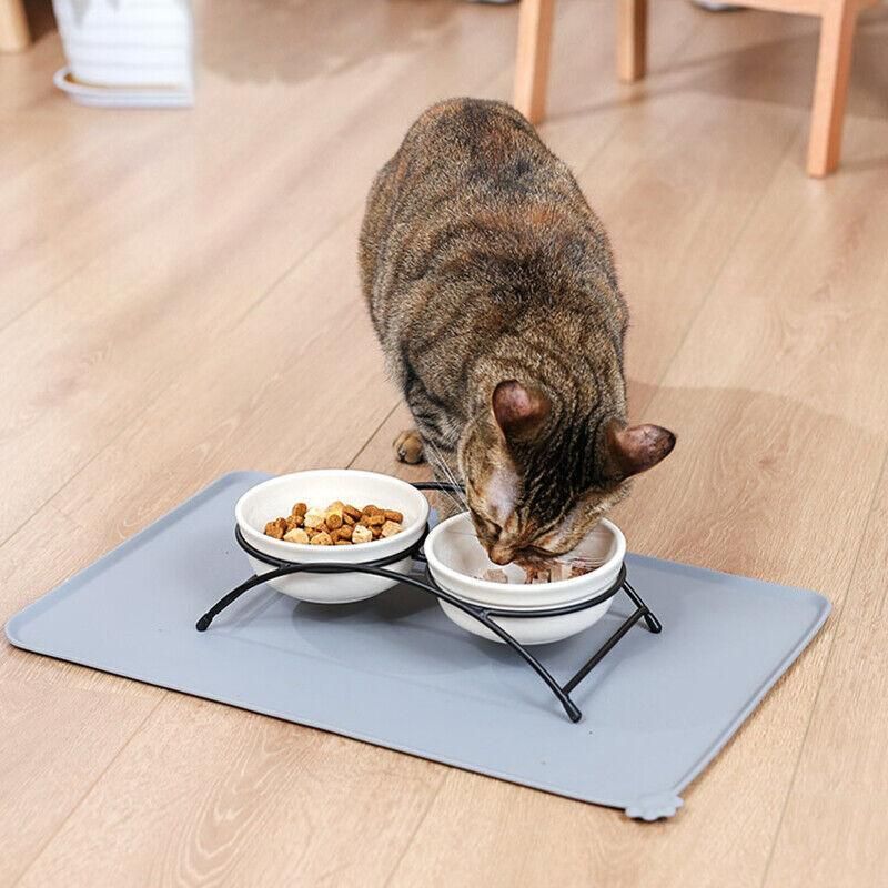 Silicone Pet Feeding Mat Dog Cat Food Bowl Placemat Waterproof Non-Slip Easy Clean - Blue