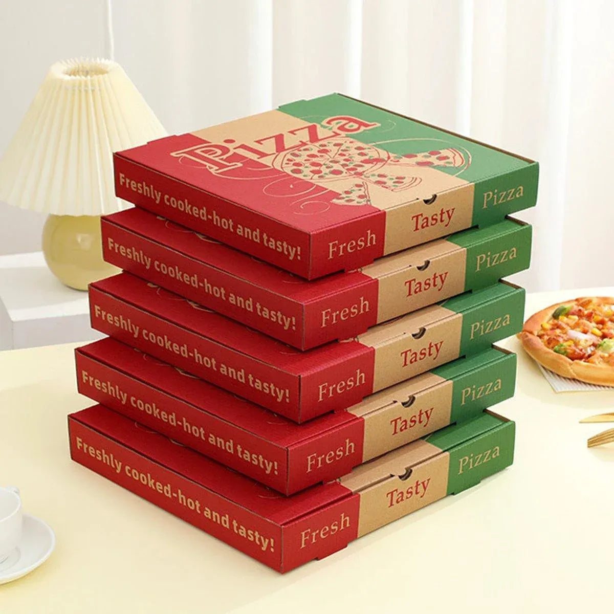 50pcs Pizza Packing Boxes Folding Box Durable Food Storage Containers Colourful - 11inch