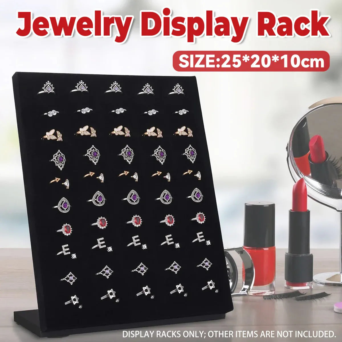 Wood Earring Ring Display Rack with Velvet Fabric for Jewelry Store Showcase Use