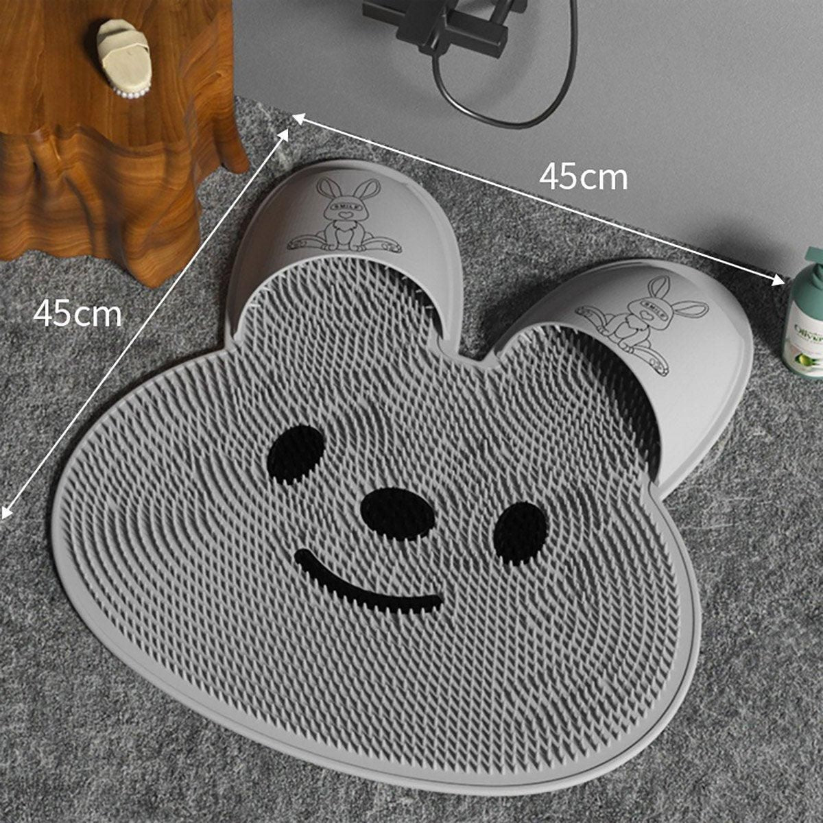 Silicone Foot Scrubber Rabbit Tub Mat Suction Cup Exfoliating Brush Cleaning Mat - Khaki