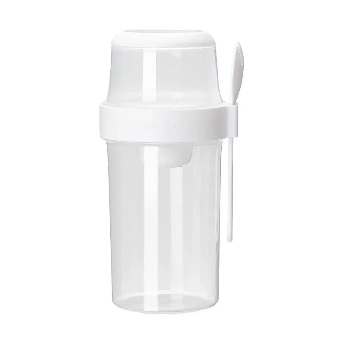 Double Plastic Salad Cup with Fork Sealed Breakfast Container for On-the-Go Meal - 760ml-Green