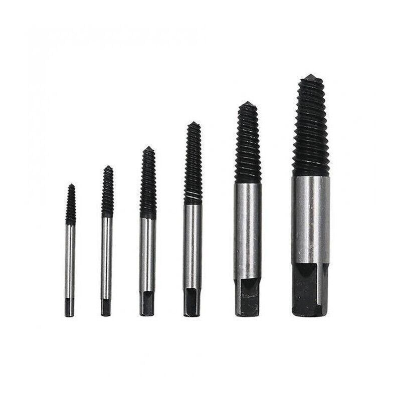 6 Piece Screw Extractor Set Broken Bolt Remover Kit for Damaged Screws